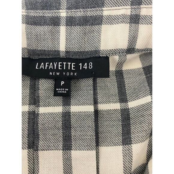 LAFAYETTE 148 Lightweight Flannel Plaid Button Down Shirt Gray White - Small (P) - Picture 5 of 9